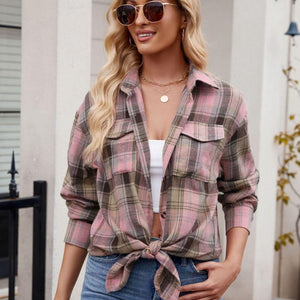 Mandy Plaid Button Up Long Sleeve Shirt