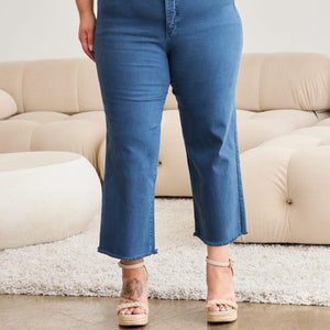 Pantalones vaqueros de talle alto con dobladillo sin rematar y control de abdomen de RFM Crop Chloe