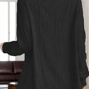 Textured Collared Neck Long Sleeve Shirt