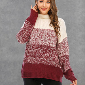 Angel Wings Color Block Turtleneck Sweater