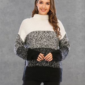 Angel Wings Color Block Turtleneck Sweater