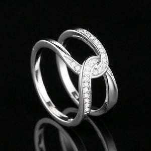 Twisted Inlaid Zircon Double-layered Ring