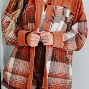 Plaid Button Up Long Sleeve Jacket