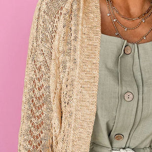 Openwork Open Front Long Sleeve Cardigan