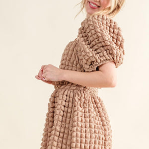 And The Why Full Size Square Neck Puff Sleeve Dress