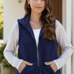 Zip Up Vest Coat with Pockets