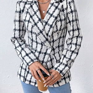 Lapel Collar Long Sleeve Blazer with Pockets