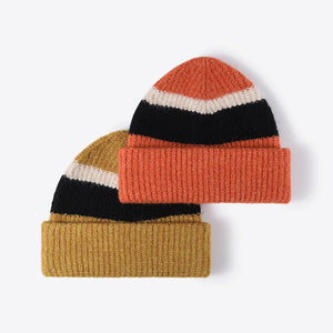 Tricolor Cuffed Knit Beanie