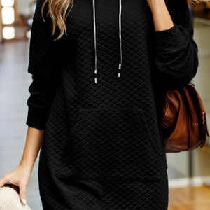 Drawstring Hooded Long Sleeve Mini Dress