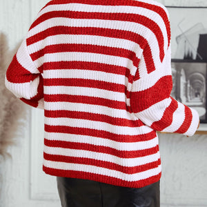 Striped Round Neck Long Sleeve Sweater