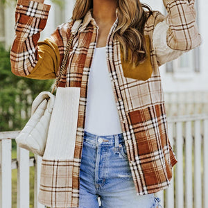 Double Take Plaid Color Block Dropped Shoulder Shacket