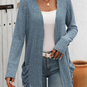 Mandy Open Front Long Sleeve Ribbed Cardigan