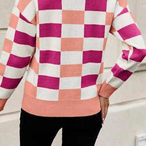 Color Block Round Neck Sweater