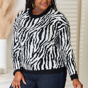 Heimish Full Size Zebra Print Sweater