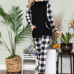 Celeste Plaid Long Sleeve T-Shirt with Pockets