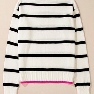 Striped Round Neck Long Sleeve Sweater