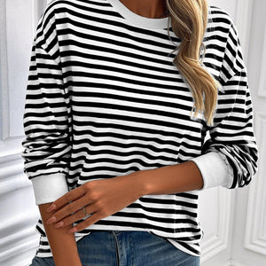 Ivy Lane Striped Round Neck Long Sleeve Sweatshirt