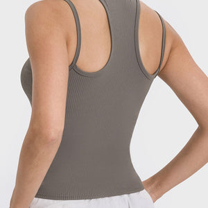 Millennia Cutout Round Neck Racerback Active Tank