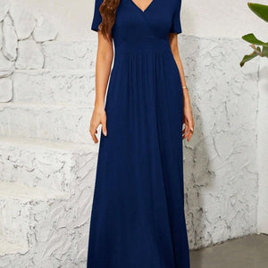 Surplice Short Sleeve Maxi Dress