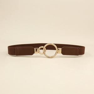 Double Ring Buckle Elastic PU Belt