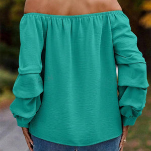 Ruched Off-Shoulder Long Sleeve Blouse