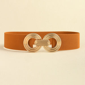 Geometric Buckle Elastic Wide Belt