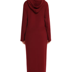 Zip Front Hooded Night Dress with Pockets