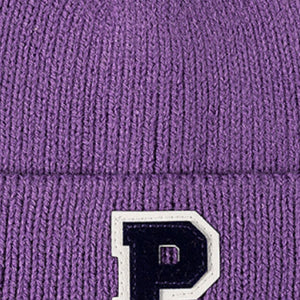 Letter Patch Cuffed Knit Beanie