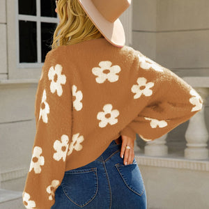 Angel Wings Flower Open Front Long Sleeve Cardigan