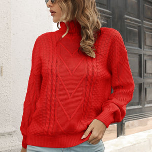 Cable-Knit Turtleneck Sweater