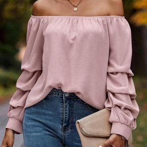 Ruched Off-Shoulder Long Sleeve Blouse