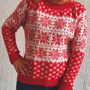 Snowflake Pattern Long Sleeve Sweater