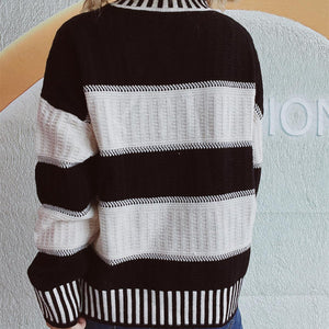 Contrast Round Neck Long Sleeve Sweater