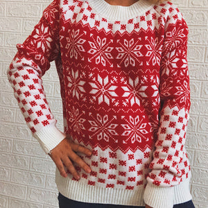 Snowflake Pattern Long Sleeve Sweater