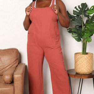 Perfee Wide Leg Overalls with Front Pockets