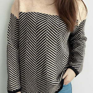 Contrast Turtleneck Long Sleeve Sweater