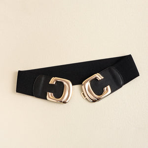 Zinc Alloy Buckle Elastic Wide Belt