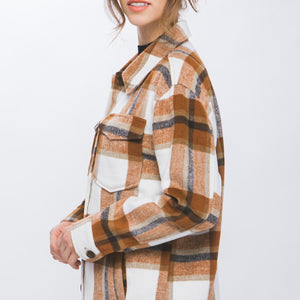 Love Tree Plaid Button Up Shacket