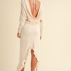 Mable Backless Asymmetric Ruffle Hem Dress