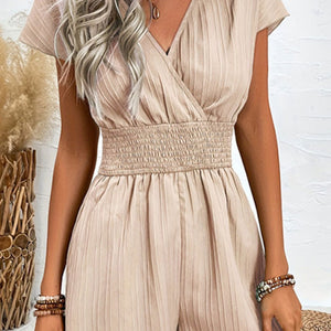 Tied Surplice Short Sleeve Romper