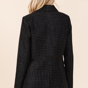 Mittoshop Plaid Texture Double-Breasted Long Sleeve Blazer