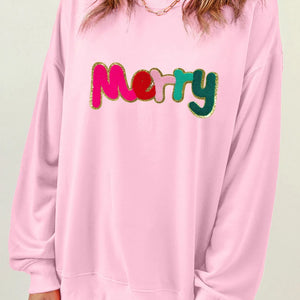 MERRY Round Neck Long Sleeve Sweatshirt