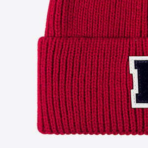 Letter Patch Cuffed Knit Beanie