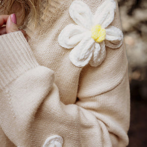 Flower Dropped Shoulder Long Sleeve Cardigan