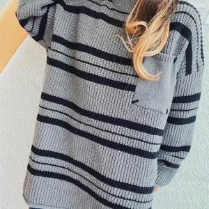 Striped Round Neck Long Sleeve Sweater