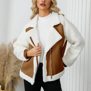 Pocketed Sherpa Zip Up Long Sleeve Jacket