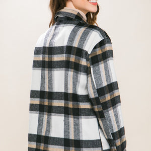 Love Tree Plaid Button Up Shacket