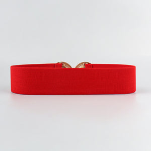 Geometric Buckle Elastic Wide Belt