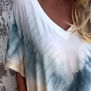 Full Size Pocketed Tie-Dye Short Sleeve Dress