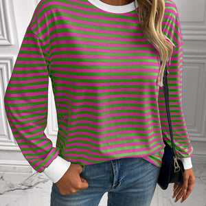 Ivy Lane Striped Round Neck Long Sleeve Sweatshirt